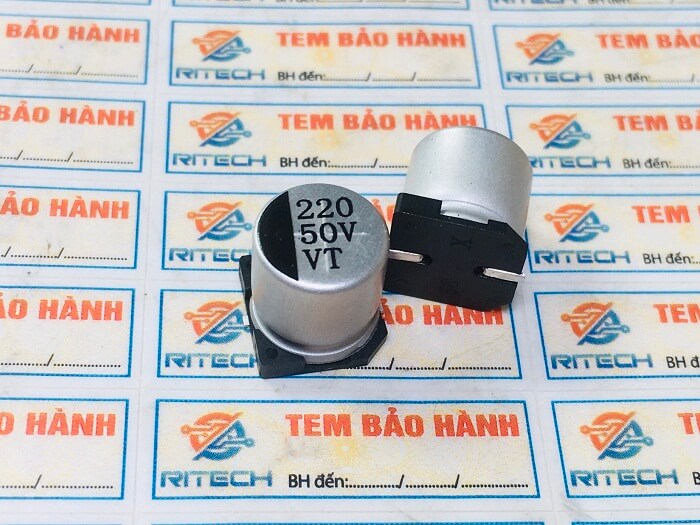 Combo 10 chiếc tụ nhôm 220uf 50v kích thước 10×10.2mm