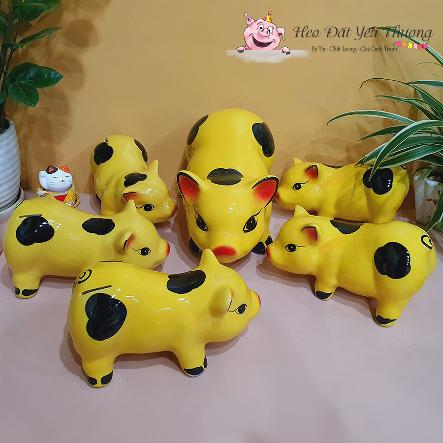 Lợn đất heo đốm gốm sứ tiết kiệm