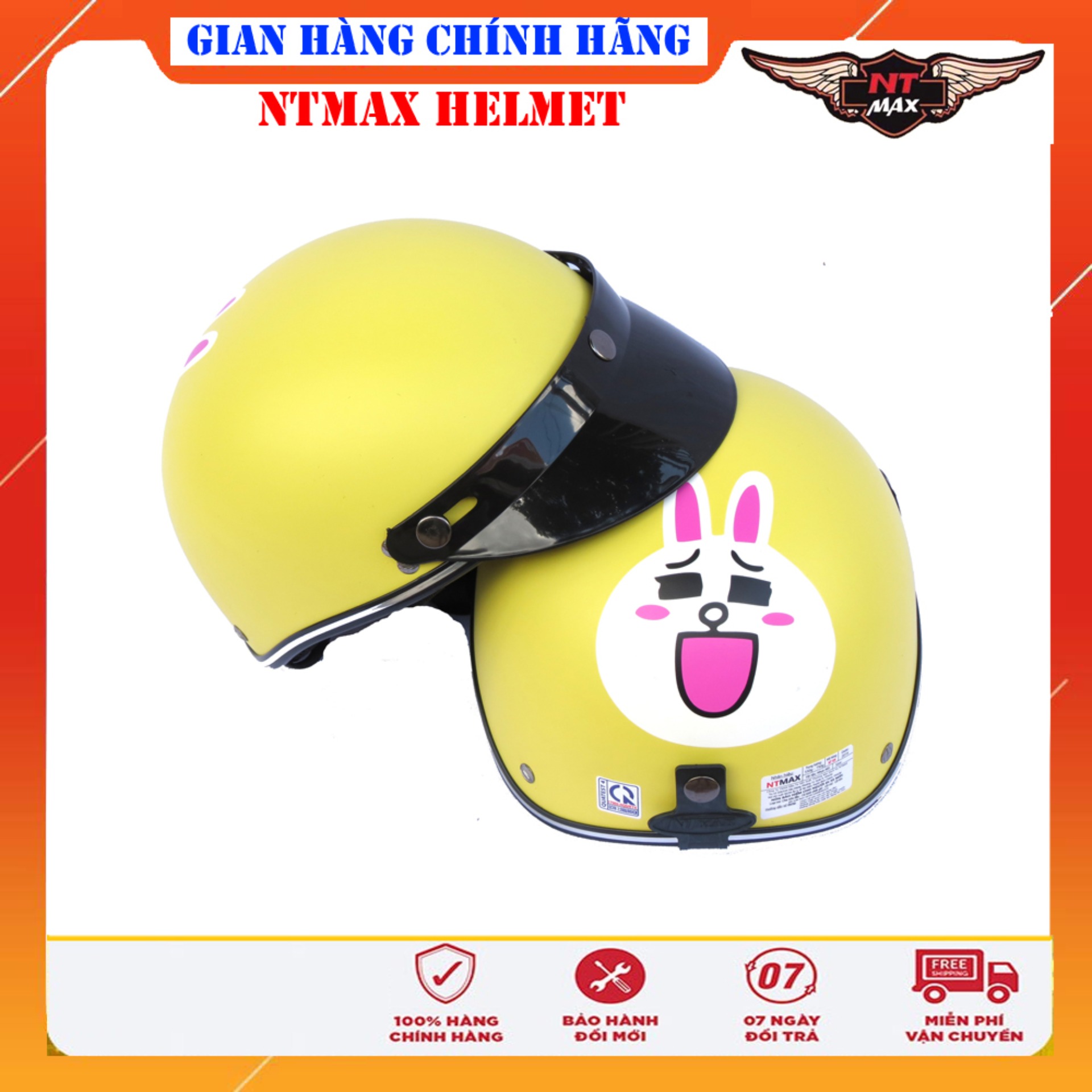 Mũ bảo hiểm NTMAX 1/2 thỏ siêu cute