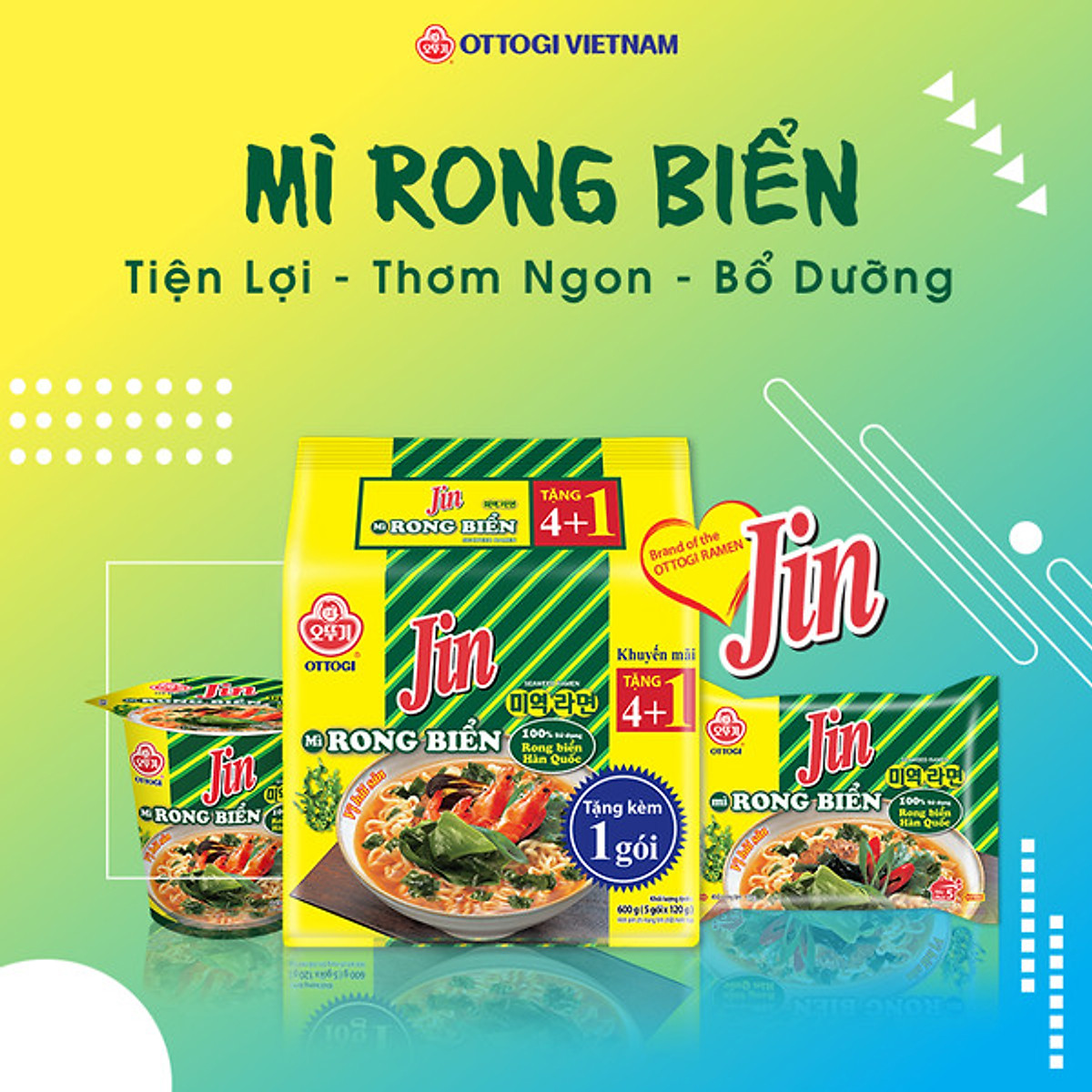 Lốc 5 gói - Mì Rong Biển OTTOGI 120g