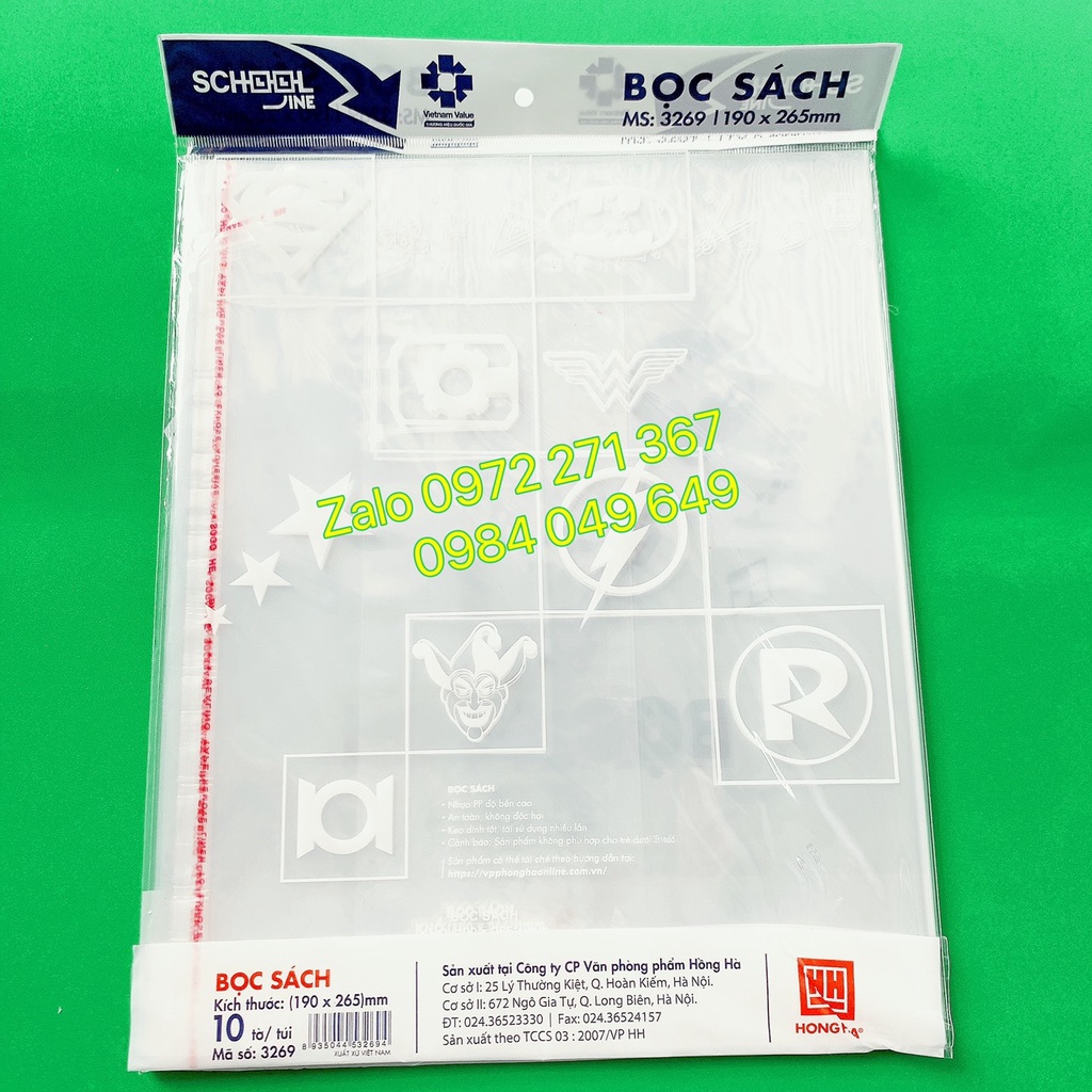 Bọc Sách Cấp 2, 3 Hồng Hà 3269 (190×265Mm)