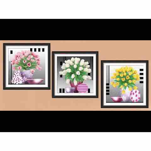 Tranh đính đá hoa tulip hồng lv283