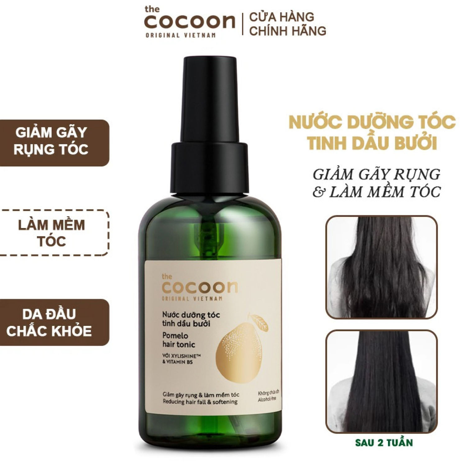 Chai xịt nước dưỡng tóc tinh dầu bưởi pomelo Cocoon 140ml giảm rụng kích mọc tóc con