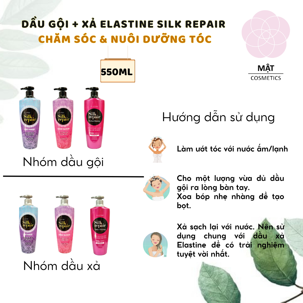 Dầu gội nước hoa Hàn Quốc Elastine Silk Repair 550ml