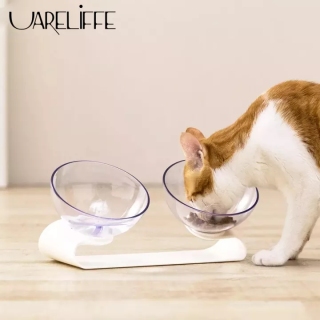 Bát ăn đôi thông minh Uareliffe JJ cho thú cưng chất liệu tốt trong suốt có đế nâng dùng cho đồ ăn khô và ướt thumbnail