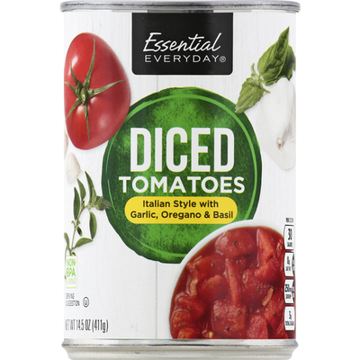 Sốt cà chua Essential Everyday Diced Tomatoes, With Oregano, Garlic & Basil- nhập khẩu Mỹ- hộp 411 gram, 14.5 Oz