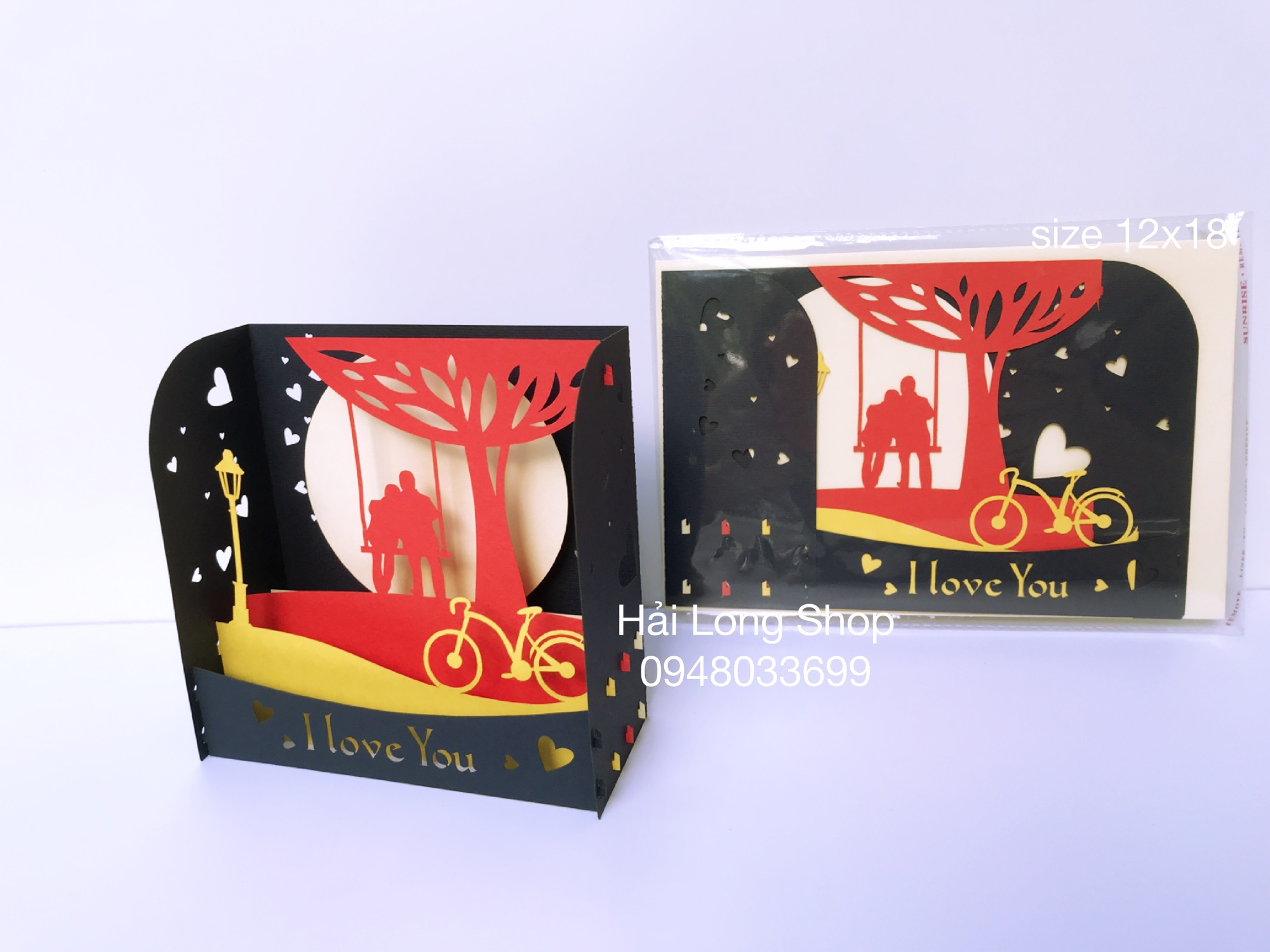 Hộp Tình Yêu 7 ( xe đạp + xích đu ) - Love - Thiệp 3D