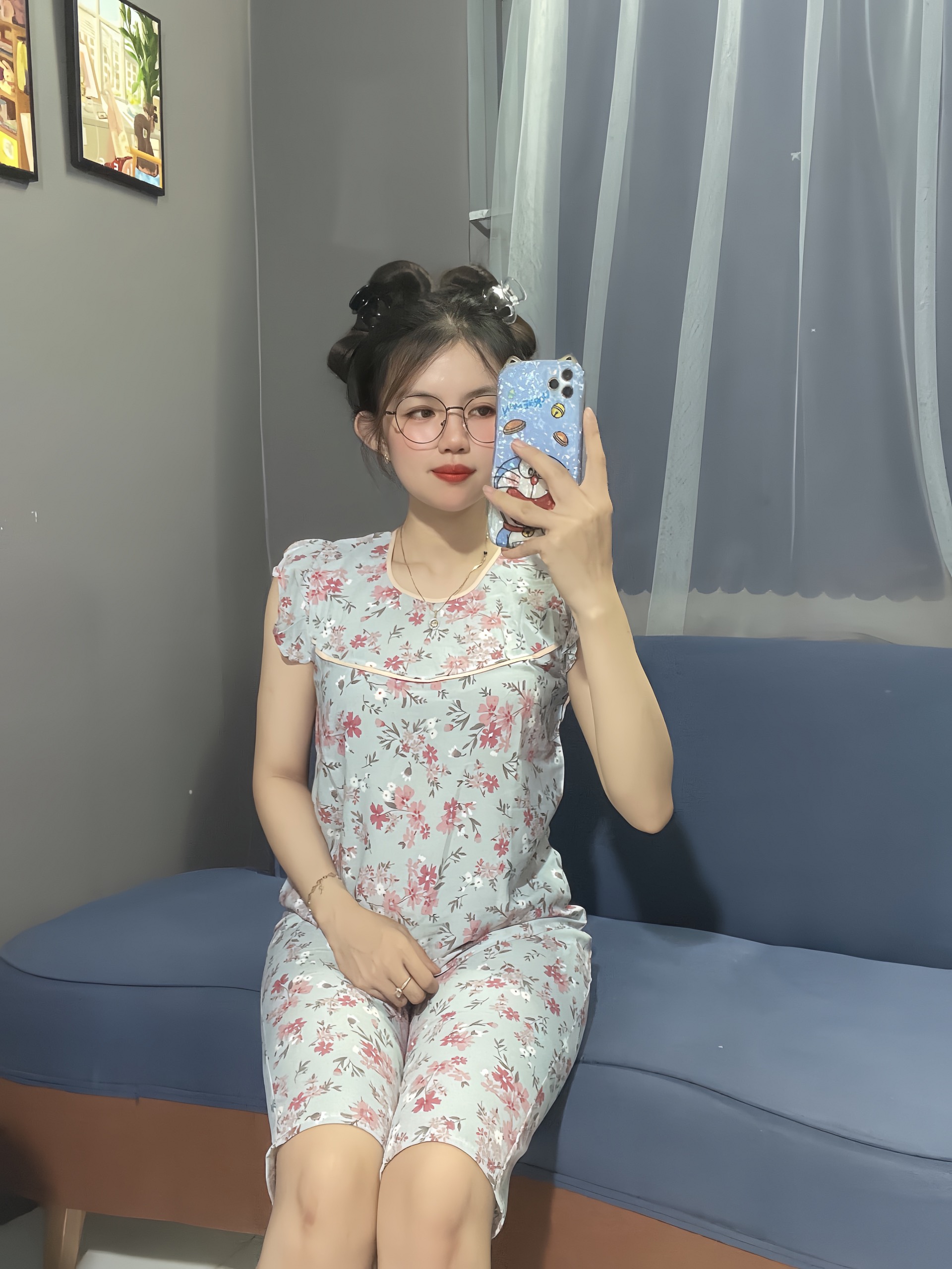 [ 3 SIZE 42-67KG] BỘ ĐỒ LỤA LỬNG HOA NHÍ MẶC NHÀ TAY CÁNH TIÊN MỀM MÁT