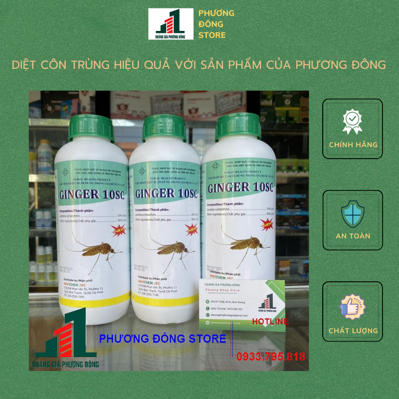 Thuốc diệt muỗi Ginger 10SC nhập khẩu Ấn Độ - Chai 1 lít