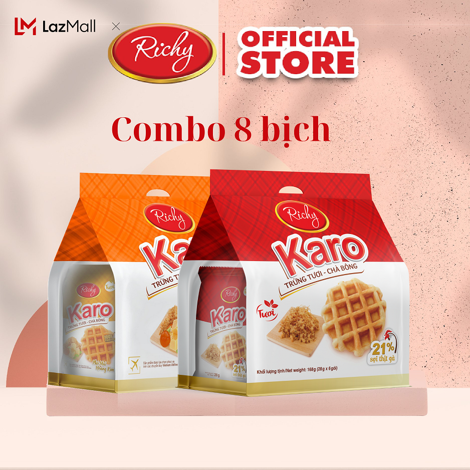 [SALE CUỐI NĂM 25-29/12] Combo 48 chiếc bánh tươi Karo RICHY ( 8 túi - 48 chiếc)