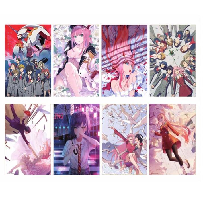 Poster Darling in the Franxx tranh treo album ảnh in hình anime chibi 8 tấm