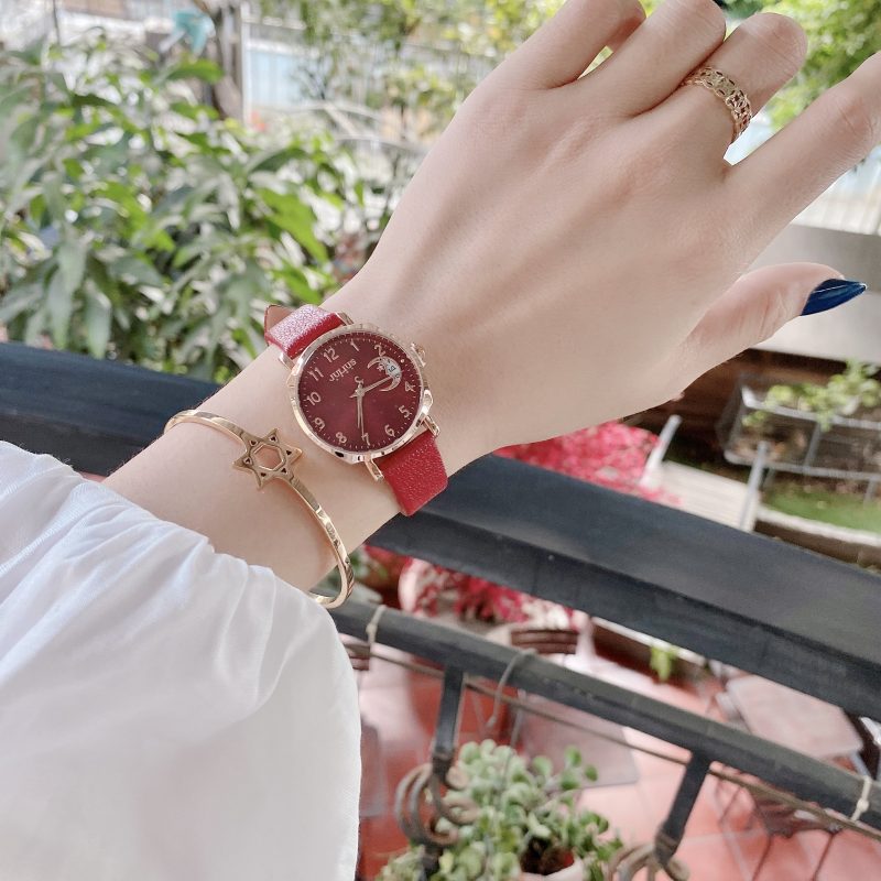Đồng hồ nữ Julius Hàn Quốc JA-1211 dây da có lịch (Chọn màu)