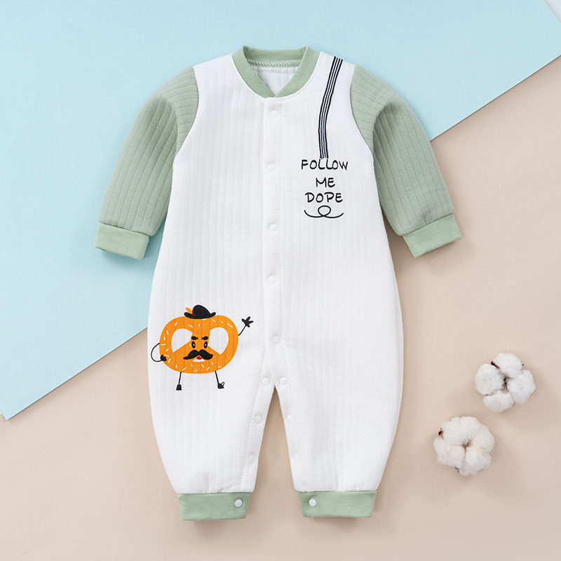 Body liền thân trần bông, bodysuit dài tay cotton cho bé trai và bé gái sơ sinh từ 3-15kg, họa tiết đáng yêu