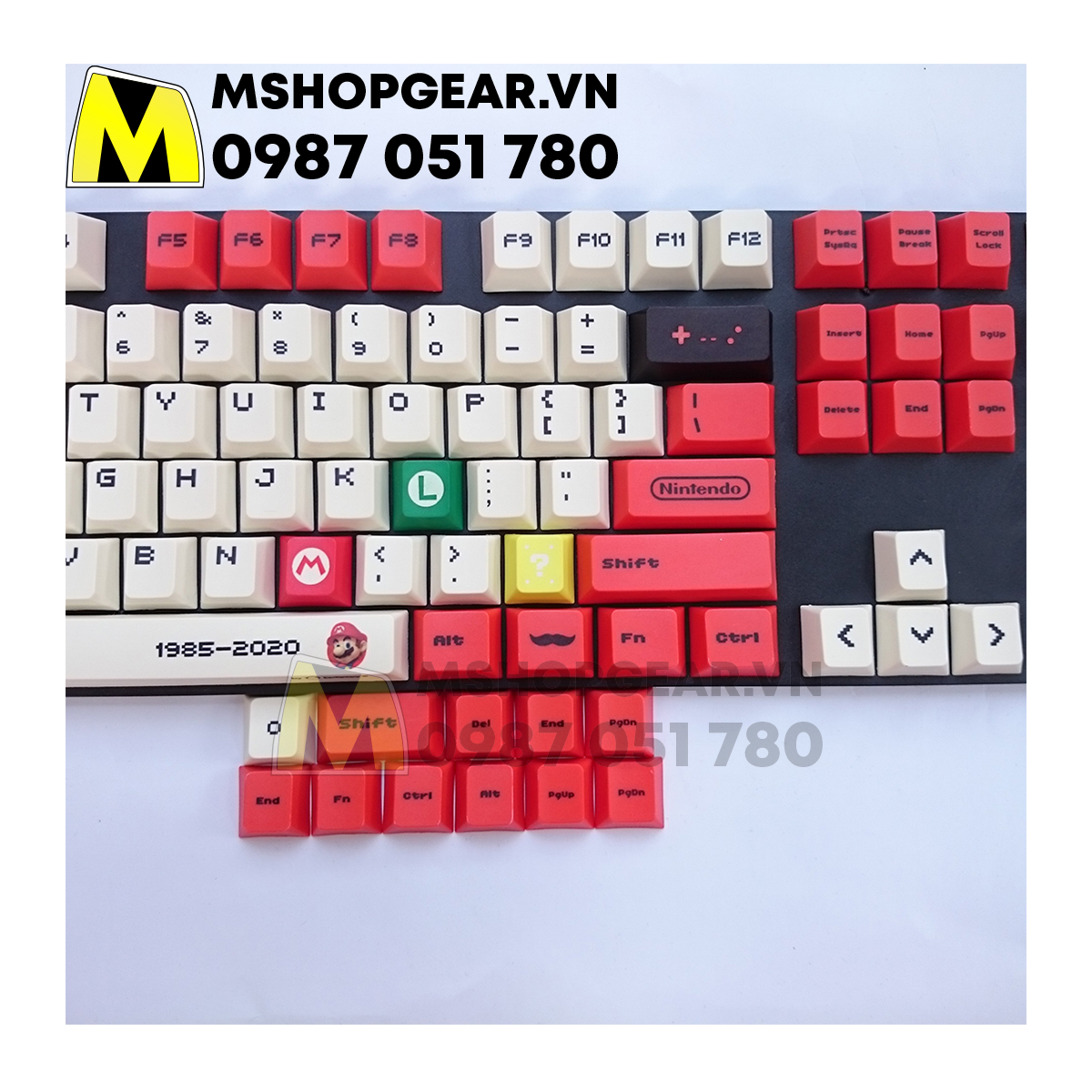 Keycap Mario đỏ thick pbt dye-sub cherry profile 119 keys