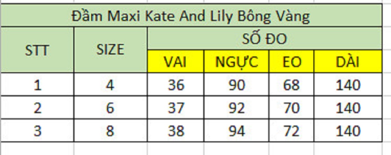 Đầm Maxi Kate And Lily Bông Vàng - 3850