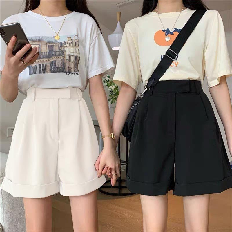 Quần Shorts Phối Lưng Chun Phong Cách Hàn Quốc