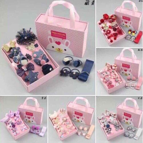 Set nơ kẹp , buộc tóc 18 chi tiết cho bé gái
