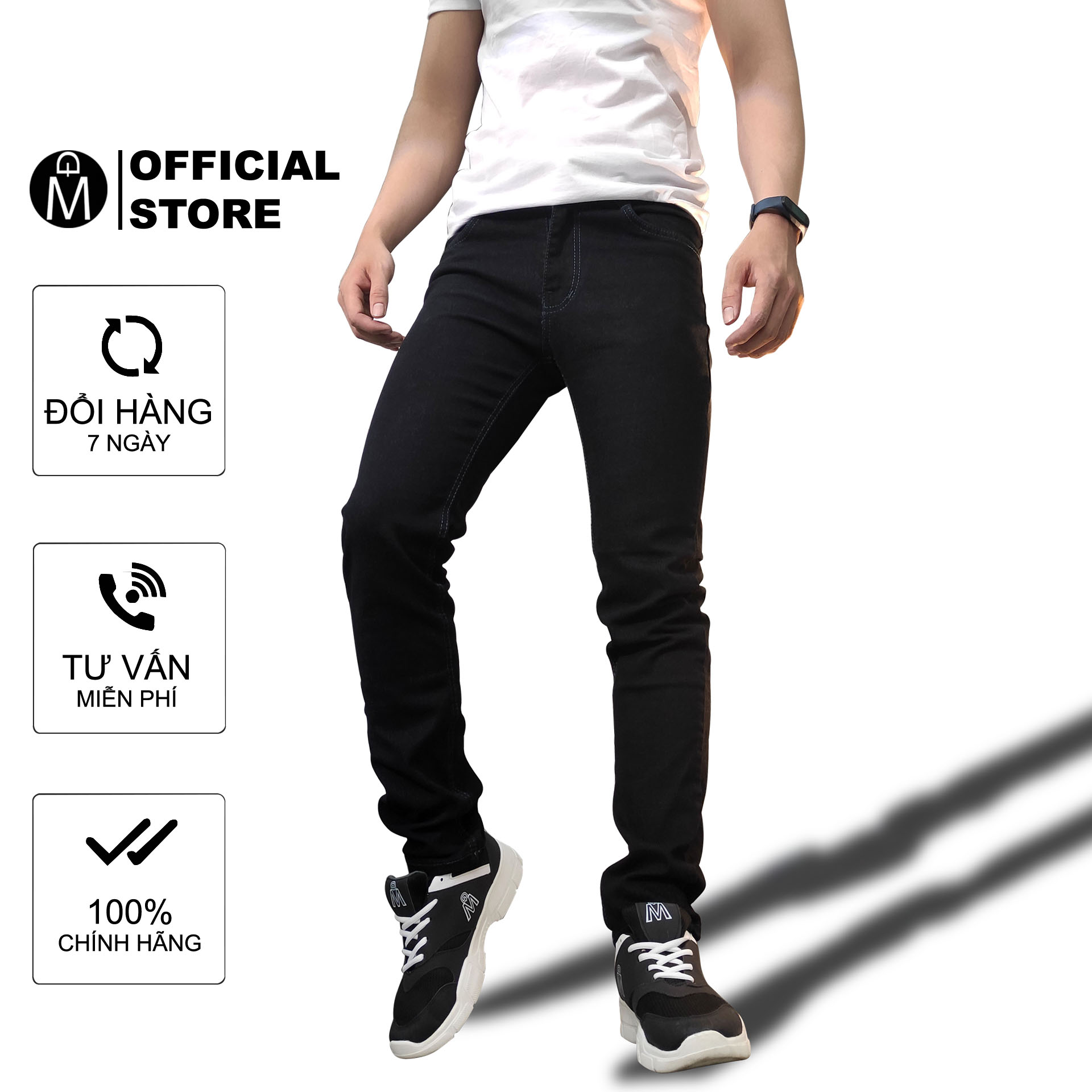 [HCM]Quần jean nam co giãn Muidoi Q98 (Đen)