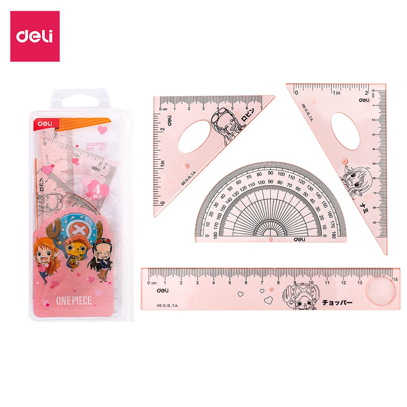 Bộ thước kẻ, eke, đo độ 15cm 4 chiếc one piece h17