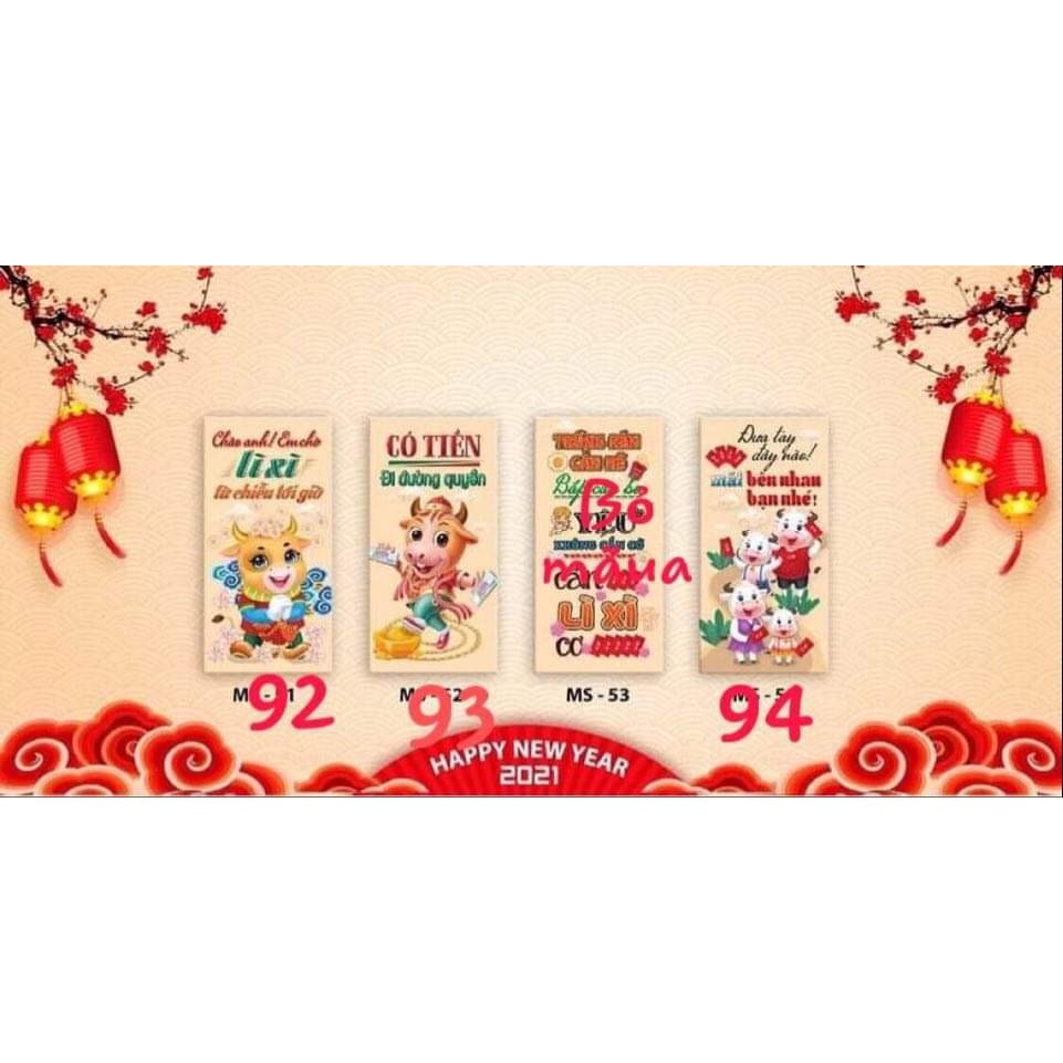 [HCM]Combo 10 Bao lì xì Tết Tân Sửu 2021 loại lớn giấy tốt (10 cái cùng loại giao mẫu ngẫu nhiên)