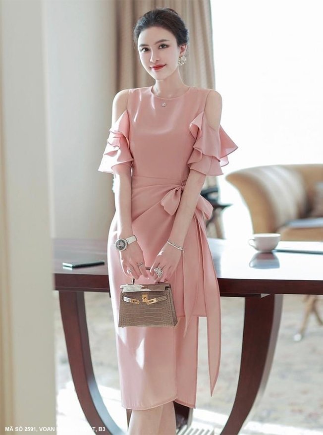 🎀 MYDU SHOP - MS 2591 | Đầm Bèo Tay Thắt Nơ Eo – Nữ Tính, Thanh Lịch 🎀