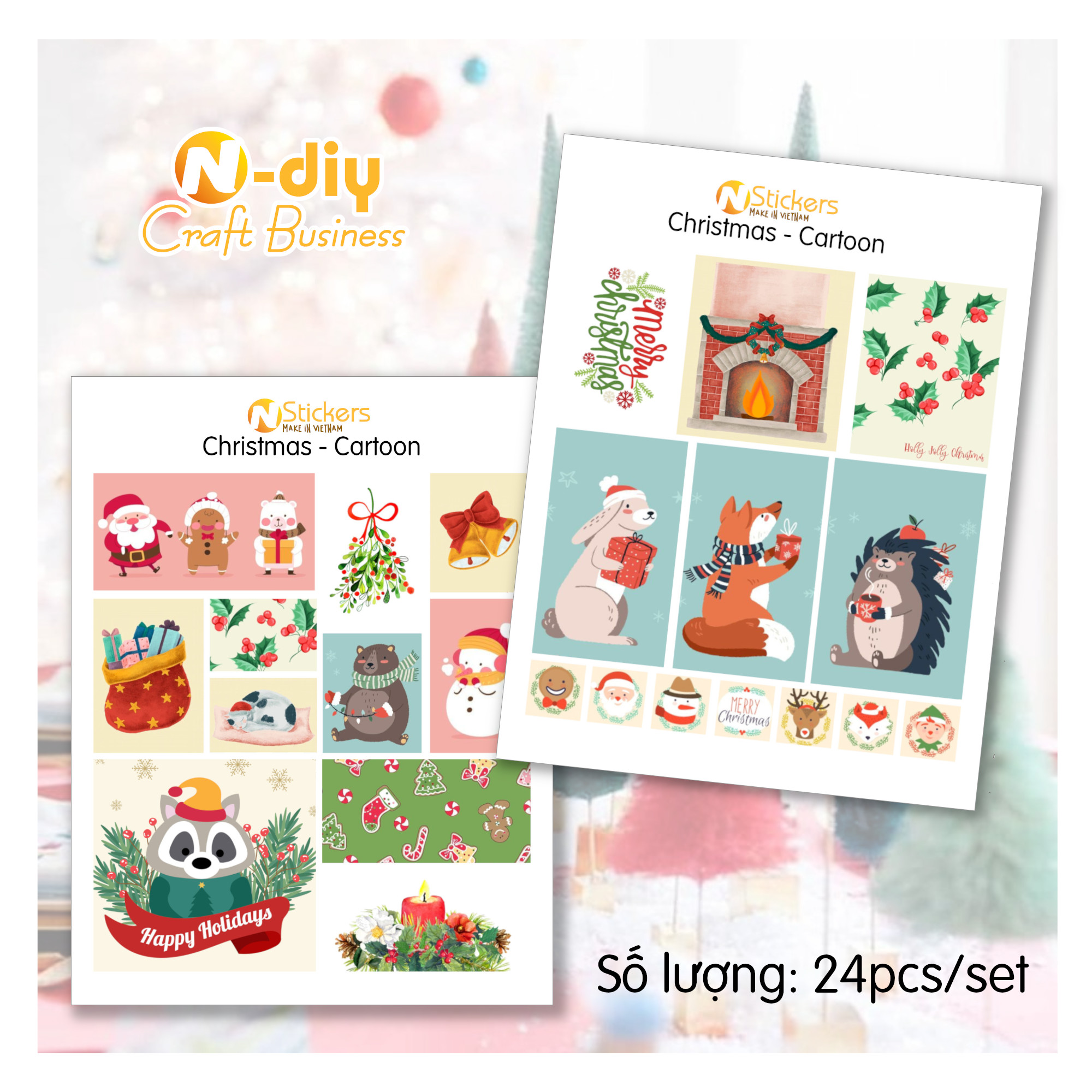 Set stickers hình dán sổ Giáng sinh Noel