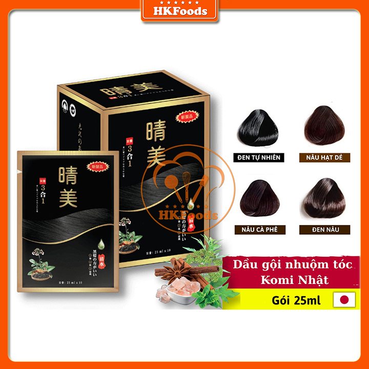 Bộ 2 Gói Dầu Gội Komi Phủ Bạc Nhật Bản 25ml/Gói (tùy chọn màu)