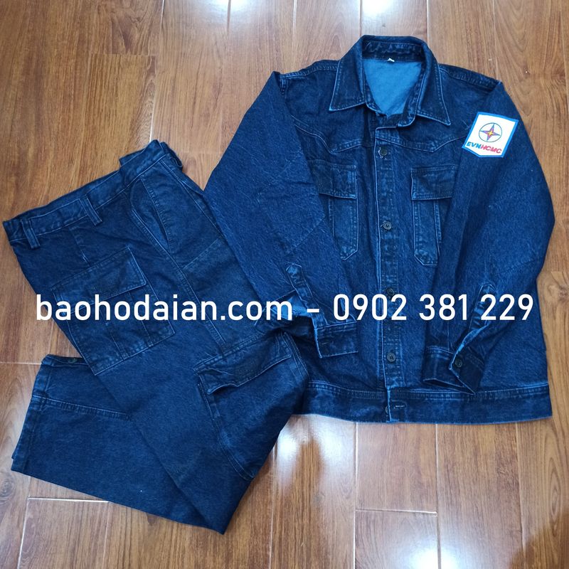 Quần áo jean điện lực cao cấp kèm logo EVNHCMC - đủ size