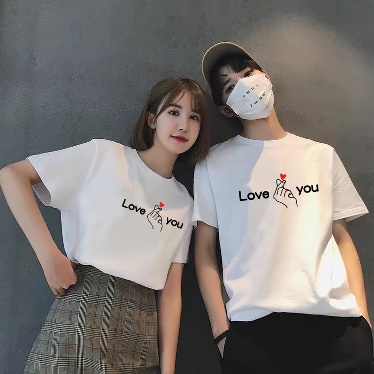 Áo thun đôi i love you bắn tim 85