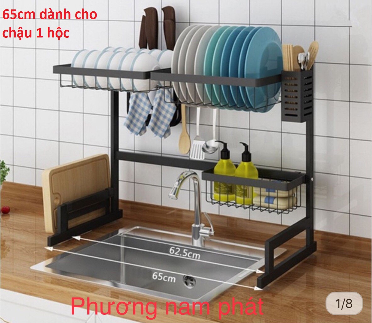 [HCM][KỆ ĐẸP VÀ CHẮC CHẮN] Kệ Chén Đa Năng LEKUTE DÀNH CHO CHẬU 1 HỘC THÔNG MINH ĐẶT TRÊN CHẬU INOX SƠN TĨNH ĐIỆN Giá Để Bát Đũa TIỆN LỢI ĐANG ĐƯỢC ƯA CHUỘNG GIÁ SIÊU SỈ 65CM