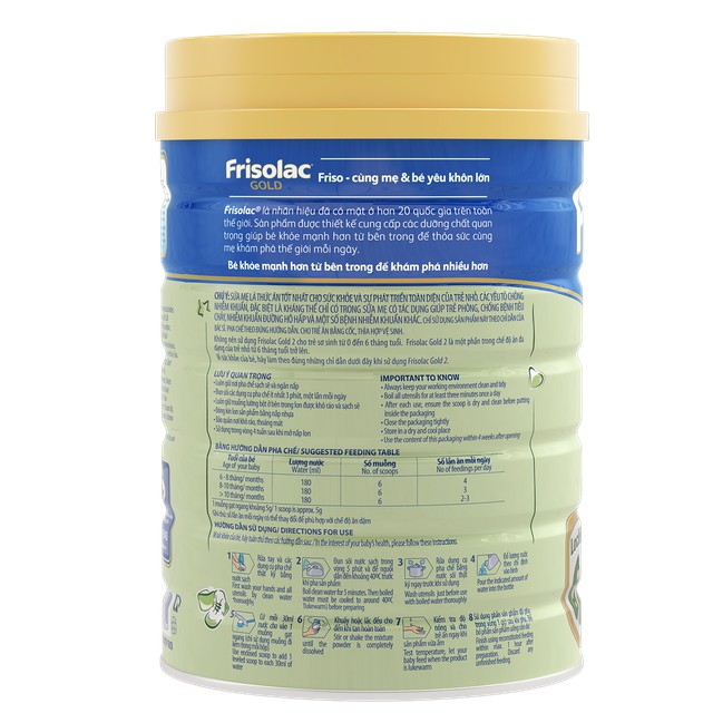 Sữa bột Frisolac Gold 2 850g cho trẻ từ 6-12 tháng
