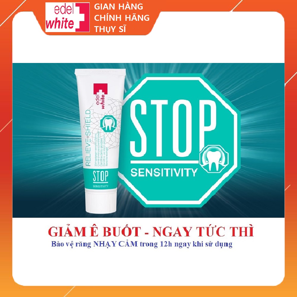 Kem đánh răng cho răng nhạy cảm STOP Sensitivity edelwhite cao cấp Thụy Sĩ