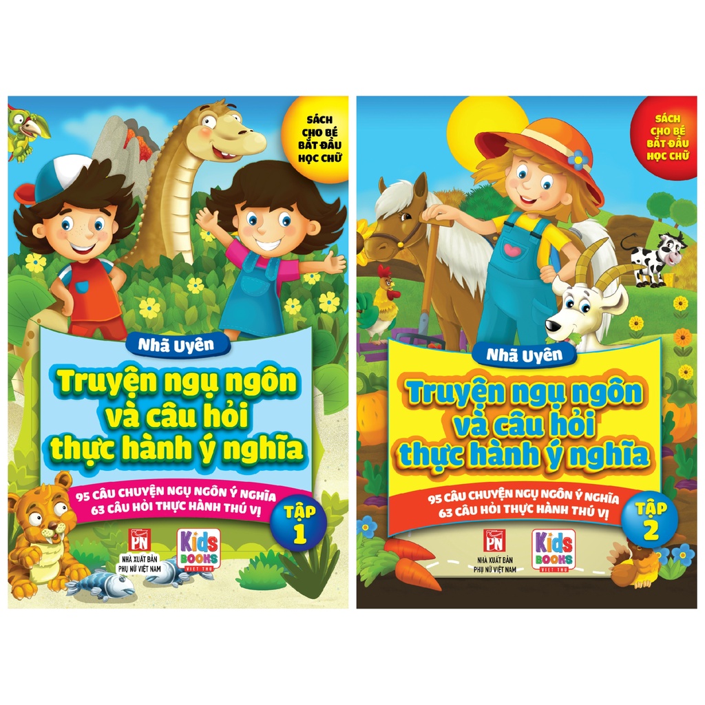 Sách - combo 2 quyển truyện ngụ ngôn và câu hỏi thực hành ý nghĩa - 95 câu chuyện ngụ ngôn ý nghĩa