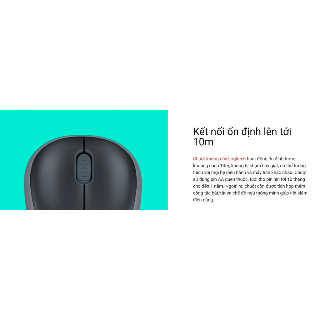 Chuột không dây Logitech B175 Optical Wireless (USB/đen)