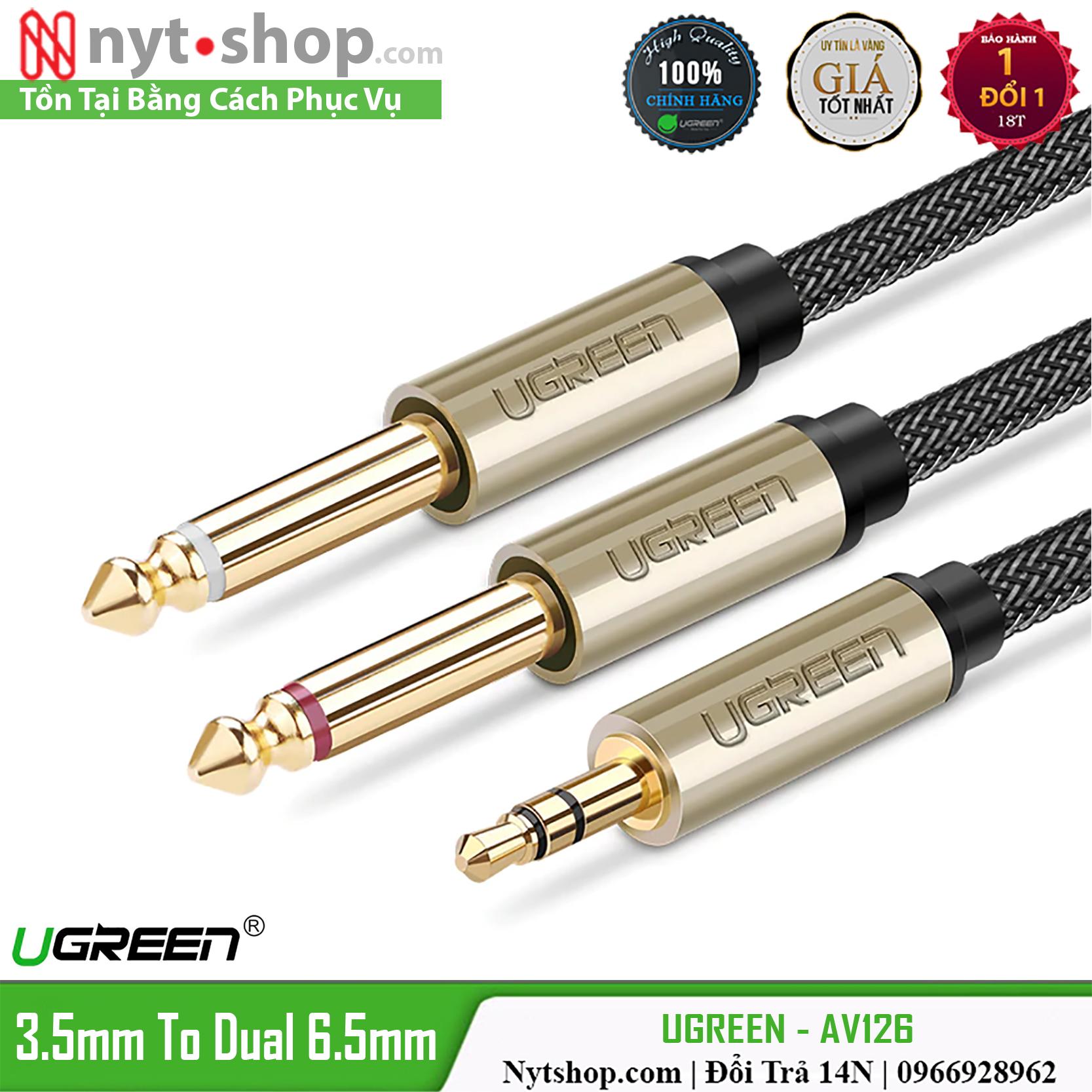 [HCM]Cáp Audio 3.5mm ra 2 Đầu 6.5mm Cao Cấp UGREEN AV126