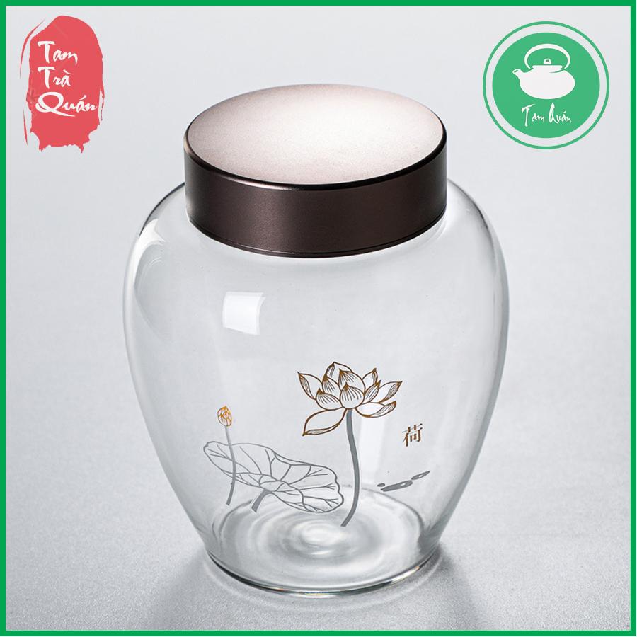 Hũ thủy tinh đựng trà nắp 2 lớp 300ml