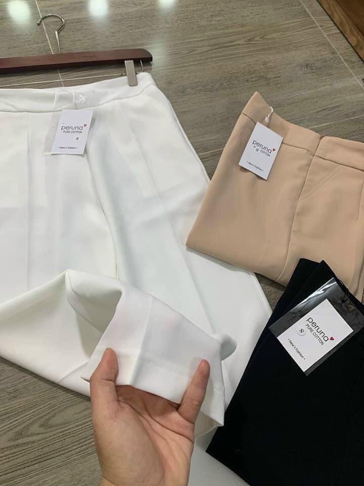 Quần suông ống rộng nữ cạp cao đen trắng khoá trước đi làm mặc nhà có bigsize Mely Fashion QD01