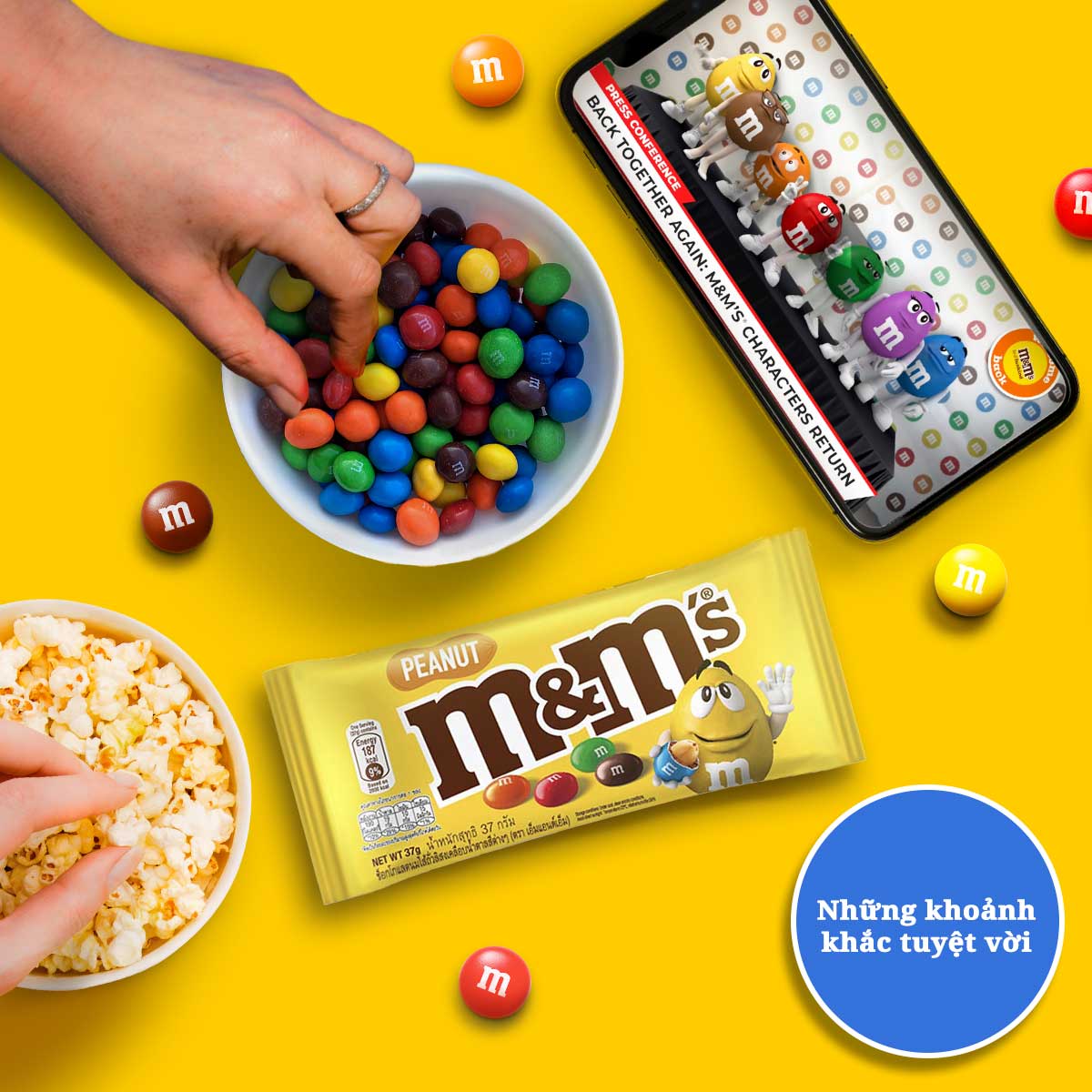 Combo 3 gói Kẹo Sô Cô La Đậu Phộng M&M'S 37g