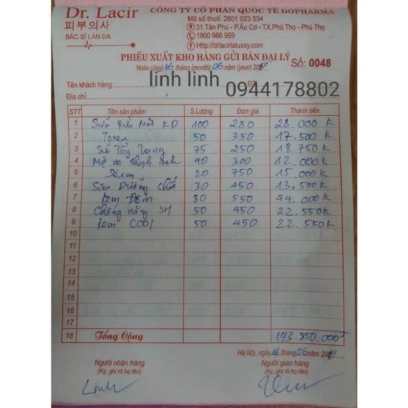 sữa rửa mặt kiềm dầu dr.lacir