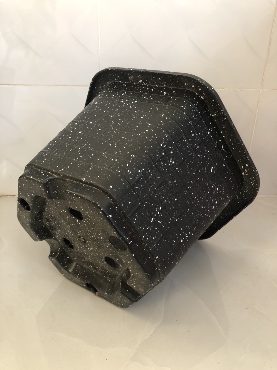 Chậu nhựa trồng cây 10 cái FA450 vân đá đen