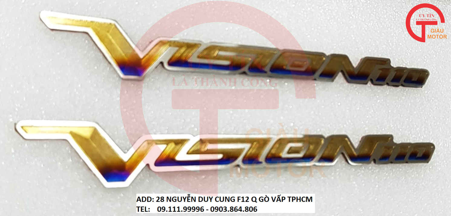 CẶP TEM TITAN CHỮ VISION 110 DÁN XE HONDA VISION