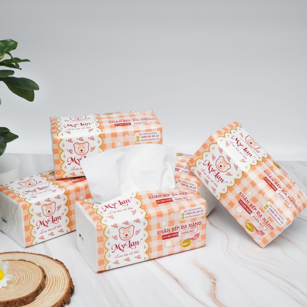 Giấy Nhà Bếp Đa Năng 2 Lớp (360 Tờ/Gói, 4 Gói/Xách)