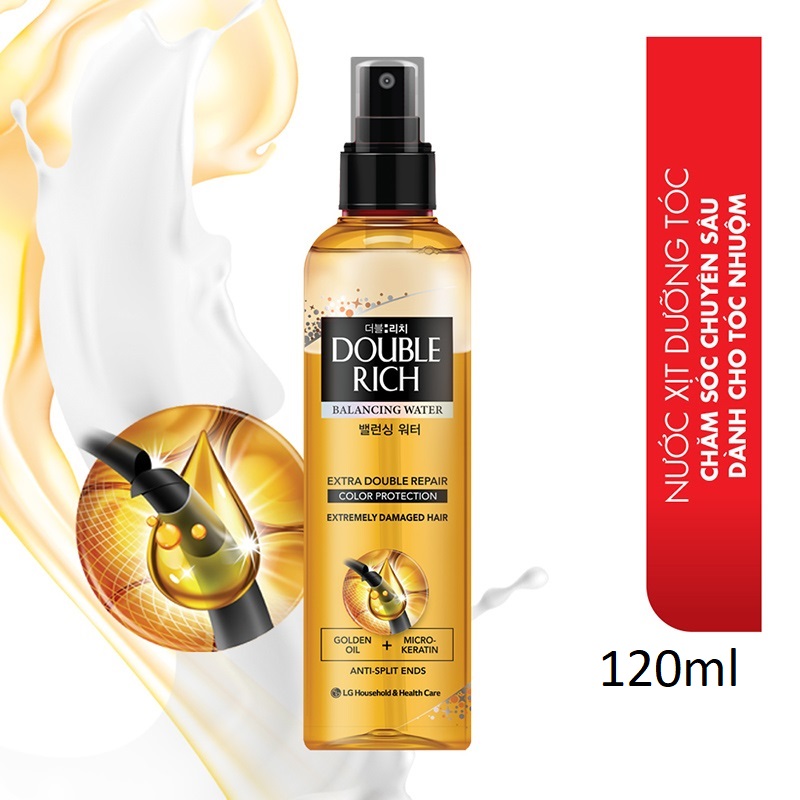 Xịt nước dưỡng tóc double rich 120ml chăm sóc tóc hư tổn Double Rich Balancing Water Revitalize 120ml (Hồng)