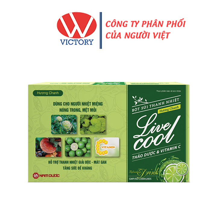 [HCM]Bột Sủi Thanh Nhiệt Hương Chanh Live Cool (Hộp 10 gói) - Làm Từ Các Loại Thảo Dược & Vitamin C - Victory Pharmacy