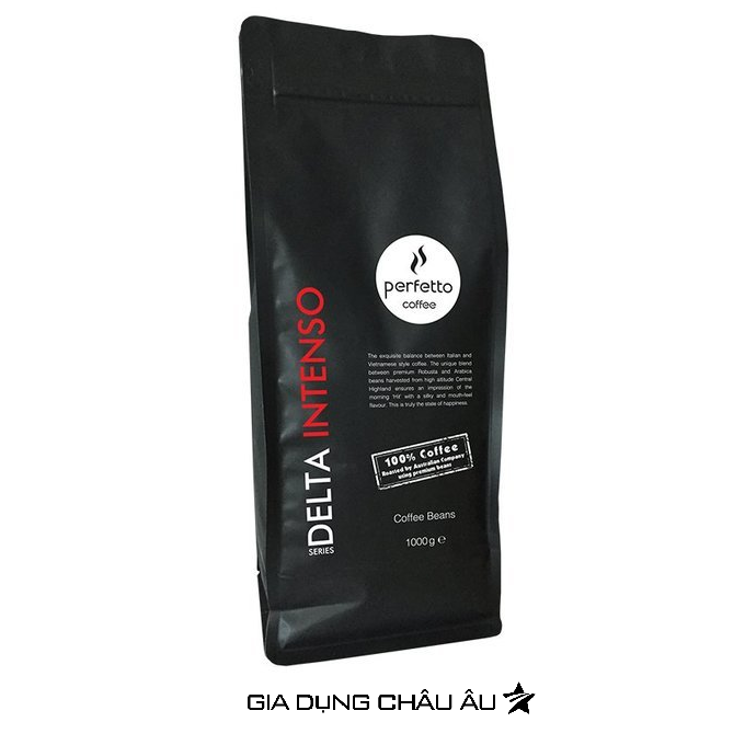 [HCM]Cà phê hạt nguyên chất pha máy cao cấp Perfetto Delta Series Intenso 1000g - Cà phê rang mộc vị đậm đà chuyên dành cho máy pha cà phê tất cả các thương hiệu như Delonghi EC685 KG79 KG521.M KG200 ESAM4000.B ...