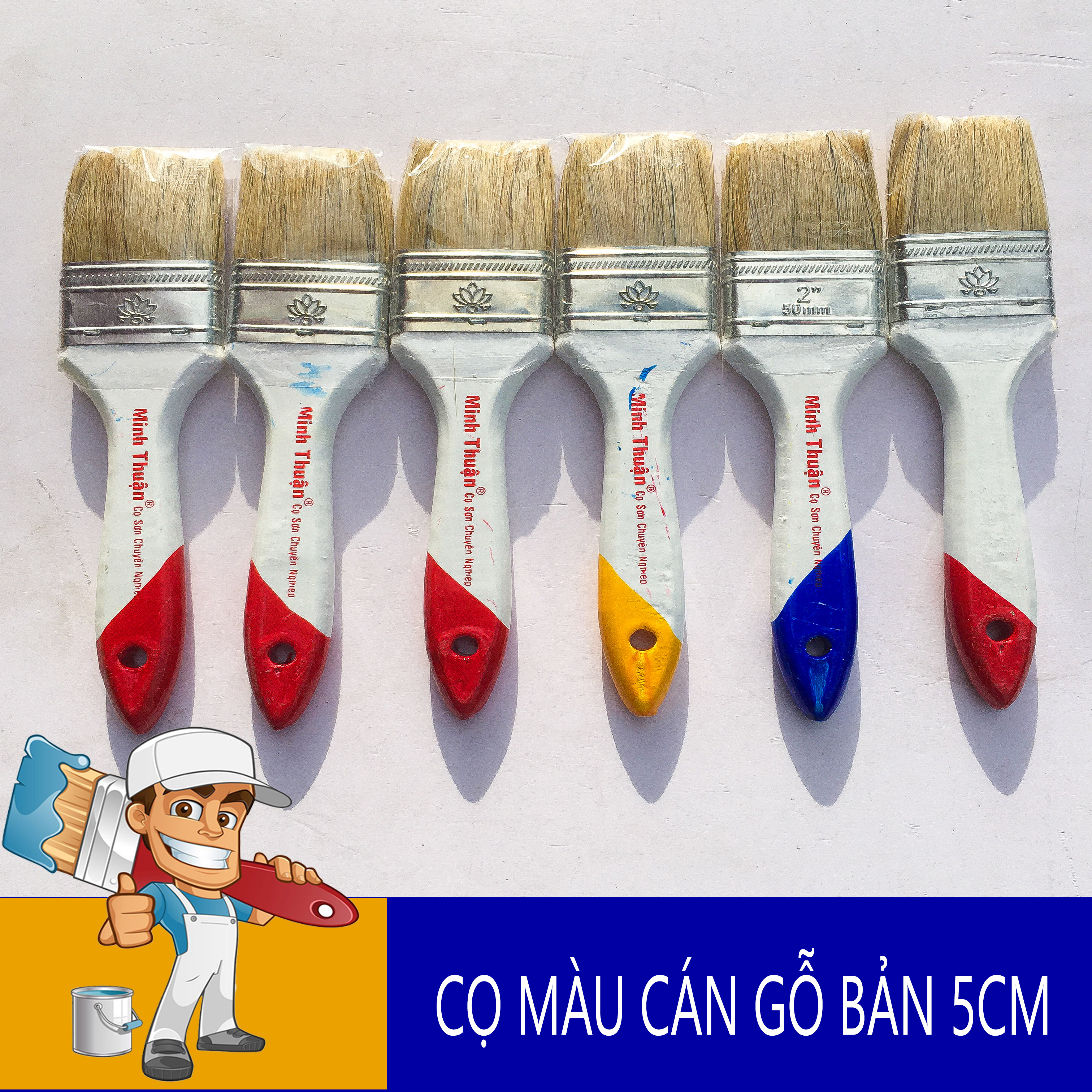 Chổi quét sơn đa năng cán gỗ bản 5cm