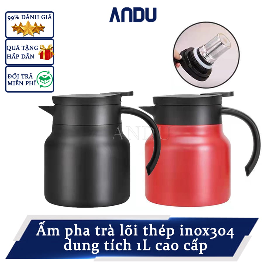 Ấm pha trà giữ nhiệt có bộ lọc trà, bình giữ nhiệt cao cấp lõi inox 304 1000ml