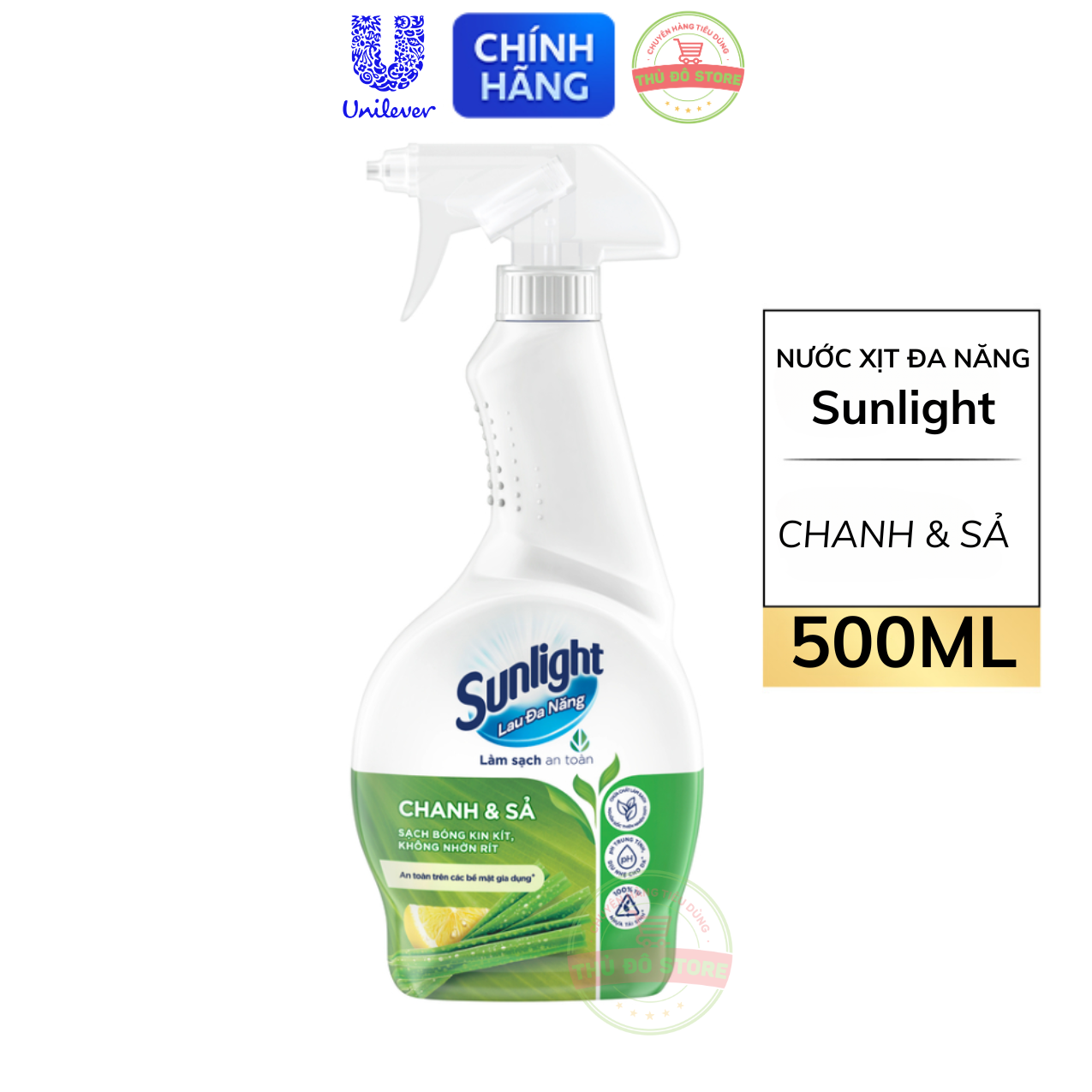 Nước xịt sunlight lau đa năng chanh sả - chai 500ml