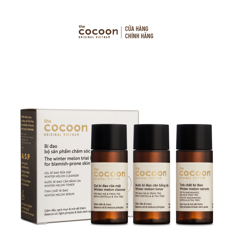 Bộ chăm sóc da mụn cơ bản Cocoon - Trial Kit giúp giảm dầu, sạch mụn & mờ vết thâm giá rẻ