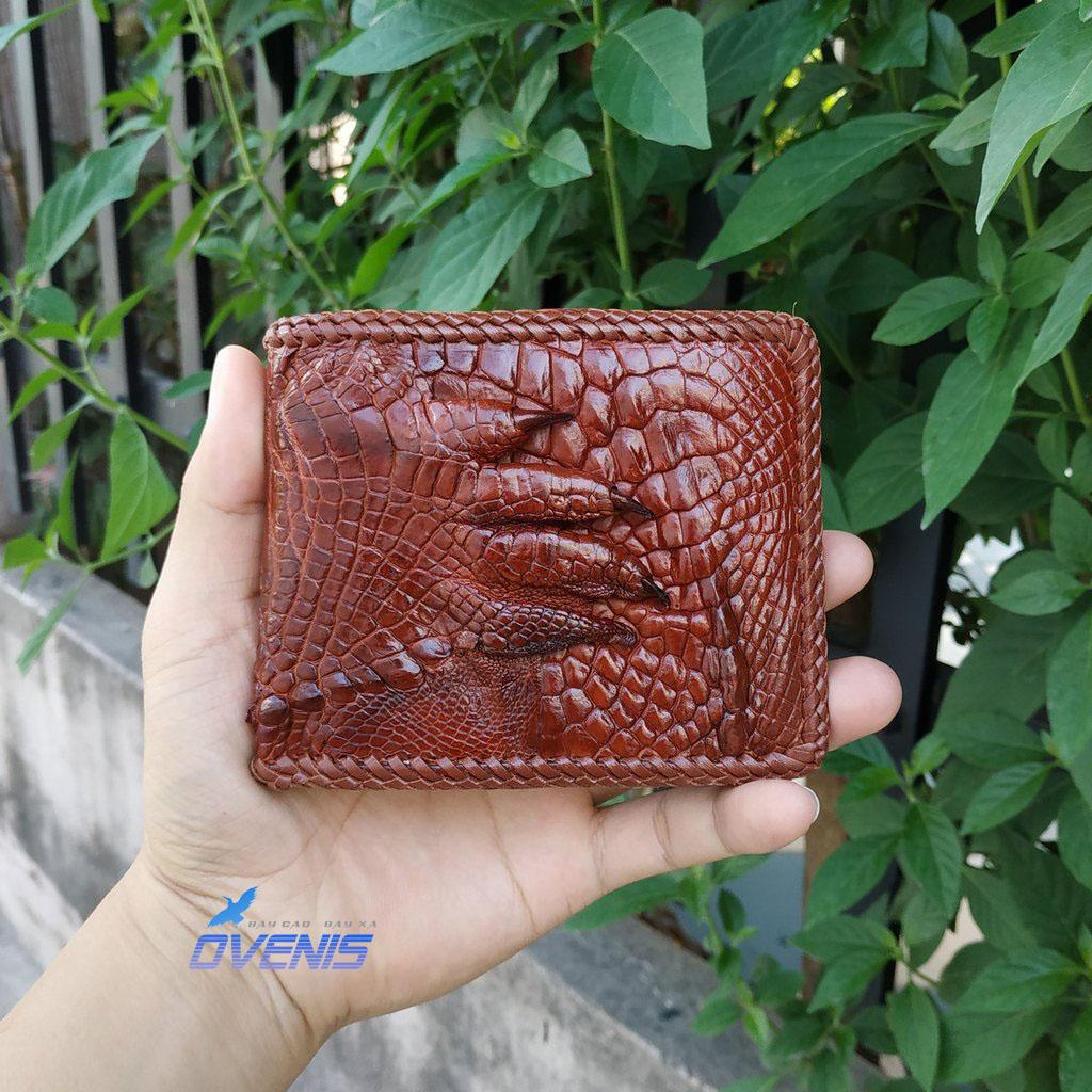 VÍ CÁ SẤU BÀN TAY ĐAN VIỀN THỦ CÔNG. BÓP VÍ NAM CAO CẤP DA CÁ SẤU THẬT 100%. MADE BY OVENIS